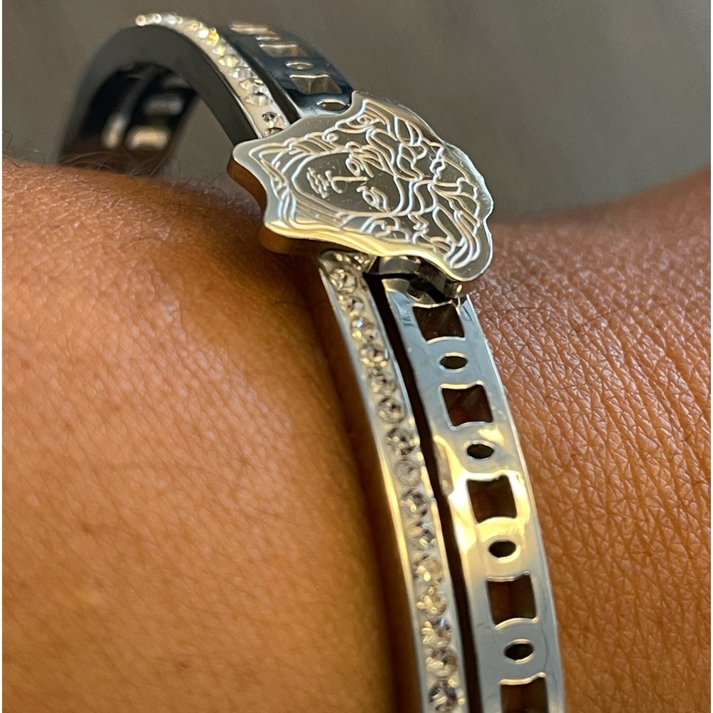 Silver bracelet with crystal embellishments